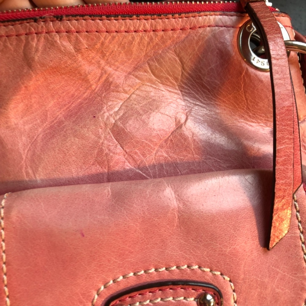 Coach Pink Poppy Hippie Distressed Leather Shoulder Bag - Picture 7 of 12